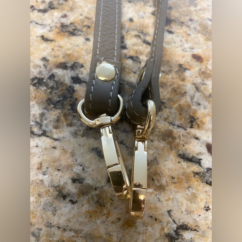 Valentina Gray Adjustable Leather Bag Strap with Silver Hardware - Picture 5 of 7